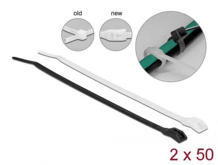 DeLock Cable tie with flat head L 205 x W 2.5mm 100 pieces