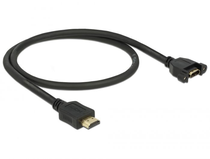 DeLock HDMI-A male > HDMI-A female panel-mount 4K 30 Hz 0.5m Cable DeLock HDMI-A male > HDMI-A female panel-mount 4K 30 Hz 0.5m Cable