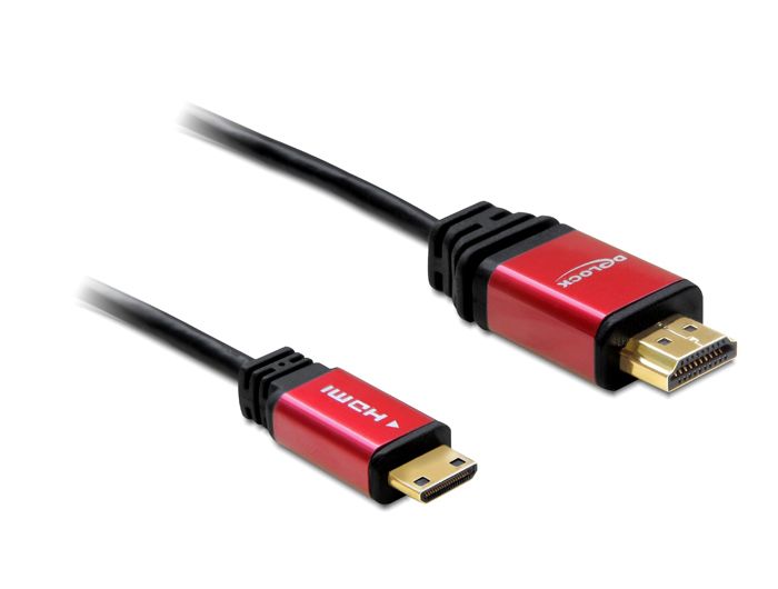 DeLock HDMI-A male to HDMI Mini-C male 4K, kábel 3m Black DeLock HDMI-A male to HDMI Mini-C male 4K, kábel 3m Black