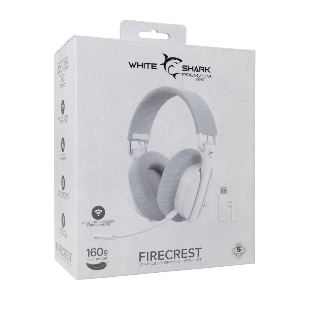 White Shark WGH-2444W FireCrest Wireless Bluetooth Gaming Headset White White Shark WGH-2444W FireCrest Wireless Bluetooth Gaming Headset White