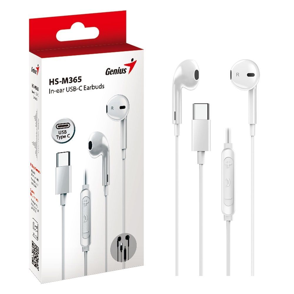 Genius HS-M365 USB-C Wired Headset White