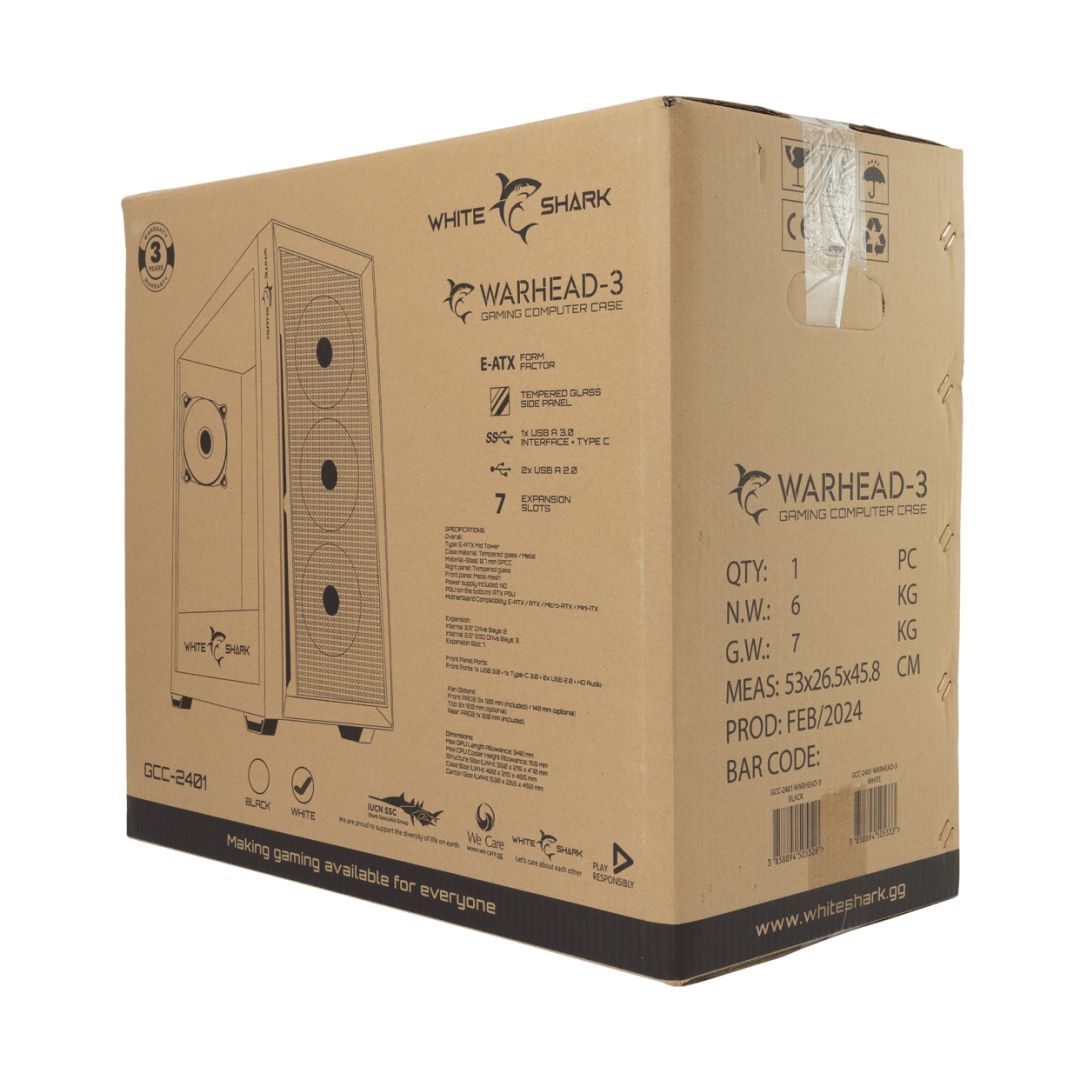 White Shark Warhead 3 Tempered Glass White White Shark Warhead 3 Tempered Glass White