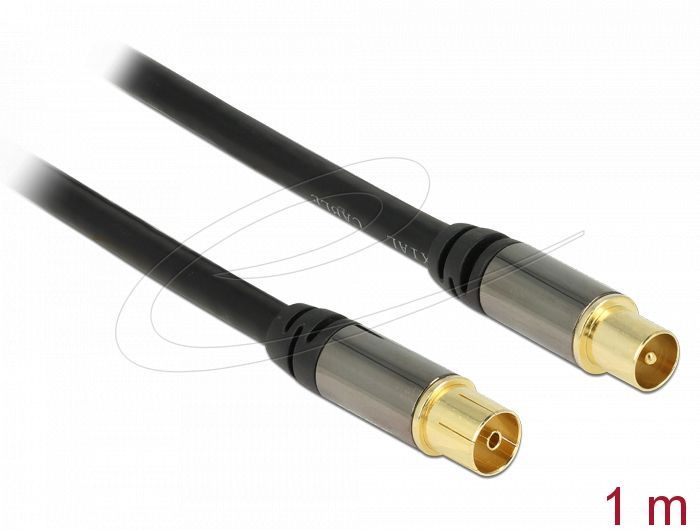 DeLock Antenna Cable IEC Plug > IEC Jack RG-6/U 1m Black DeLock Antenna Cable IEC Plug > IEC Jack RG-6/U 1m Black