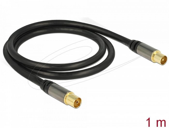 DeLock Antenna Cable IEC Plug > IEC Jack RG-6/U 1m Black DeLock Antenna Cable IEC Plug > IEC Jack RG-6/U 1m Black