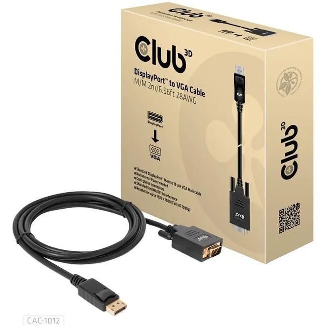 Club3D DisplayPort to VGA Cable 2m Black Club3D DisplayPort to VGA Cable 2m Black