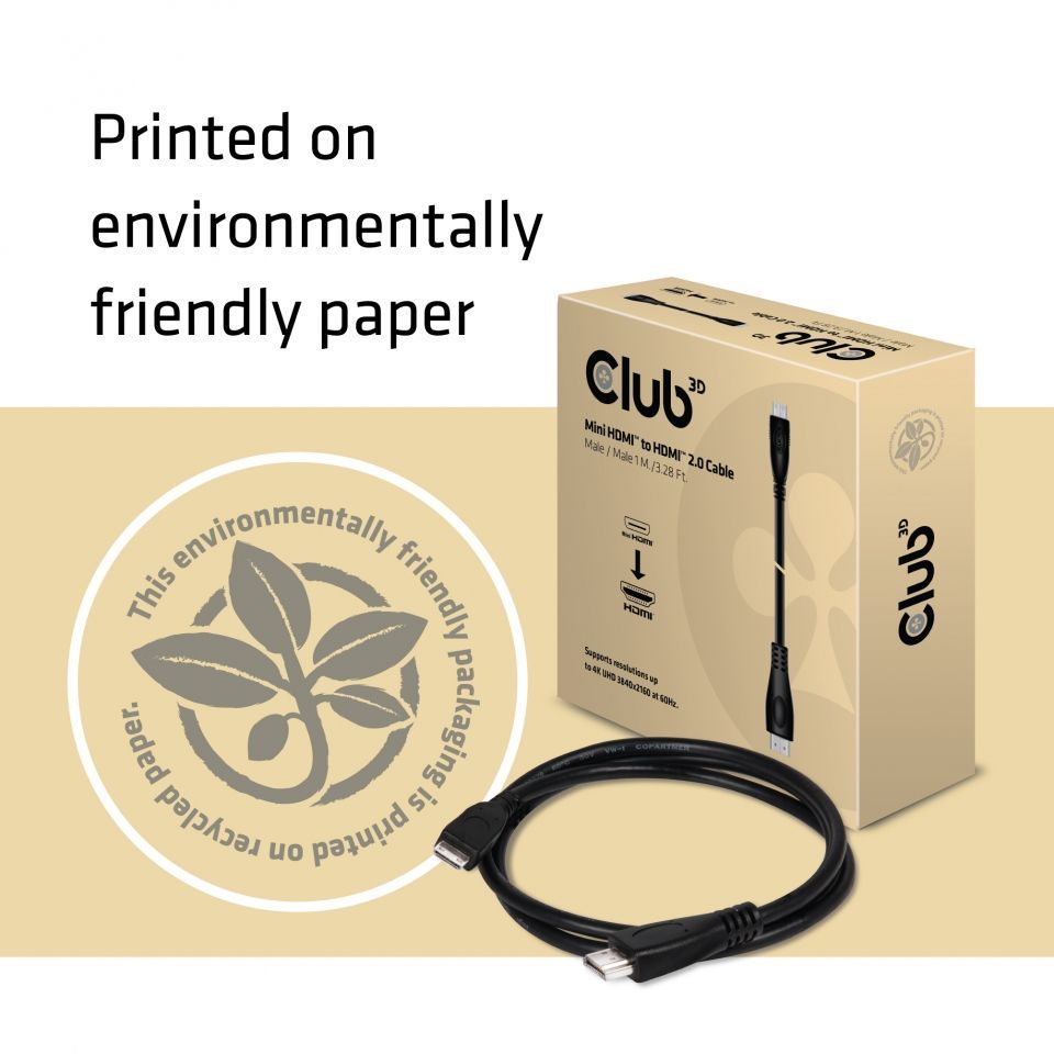 Club3D Mini HDMI to HDMI cable 1m Black Club3D Mini HDMI to HDMI cable 1m Black