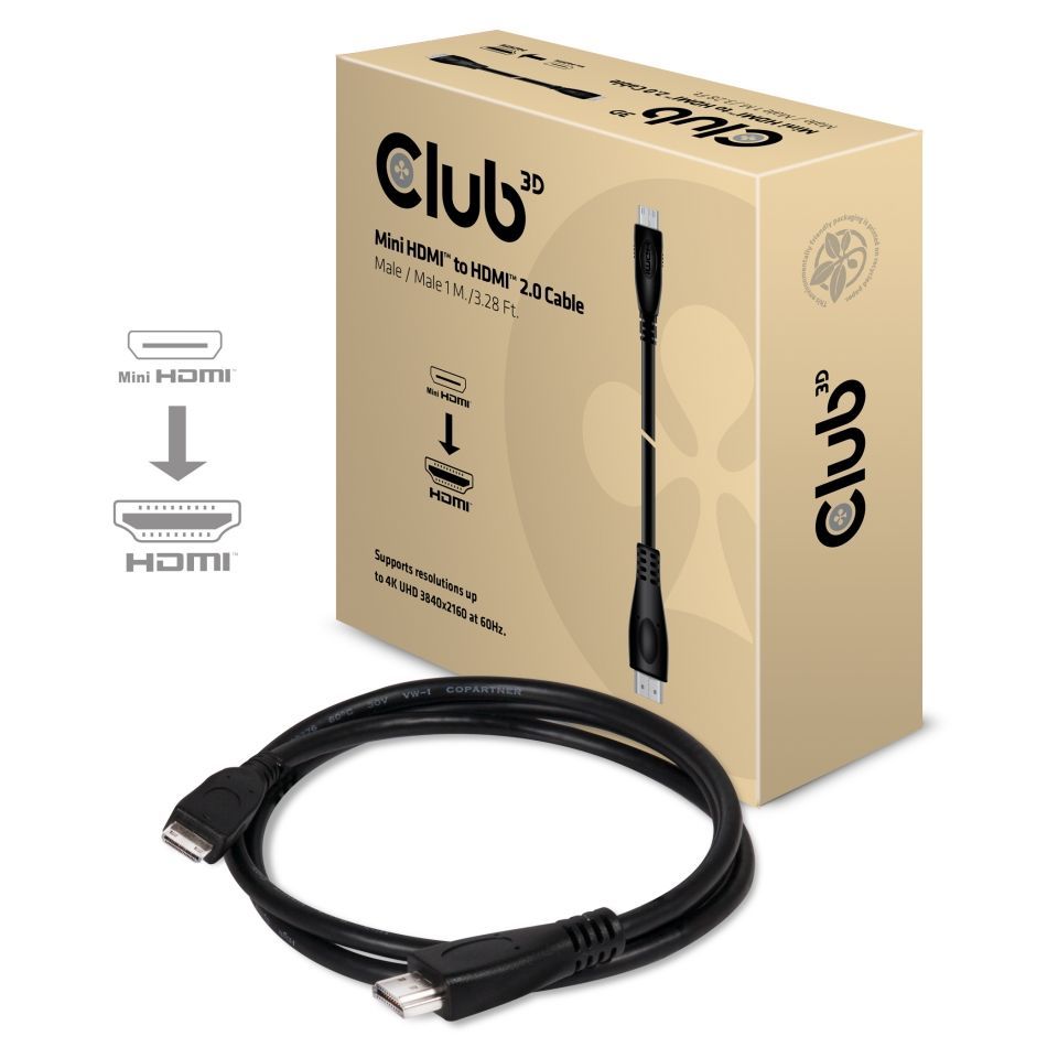 Club3D Mini HDMI to HDMI cable 1m Black Club3D Mini HDMI to HDMI cable 1m Black