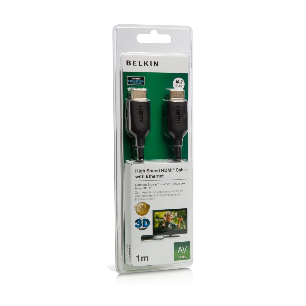 Belkin HDMI-HDMI High Speed with Ethernet Cable 1m Gold Connector Black Belkin HDMI-HDMI High Speed with Ethernet Cable 1m Gold Connector Black