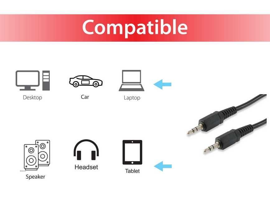 EQuip 3.5mm Male to Male Stereo Audio cable 2,5m Black EQuip 3.5mm Male to Male Stereo Audio cable 2,5m Black