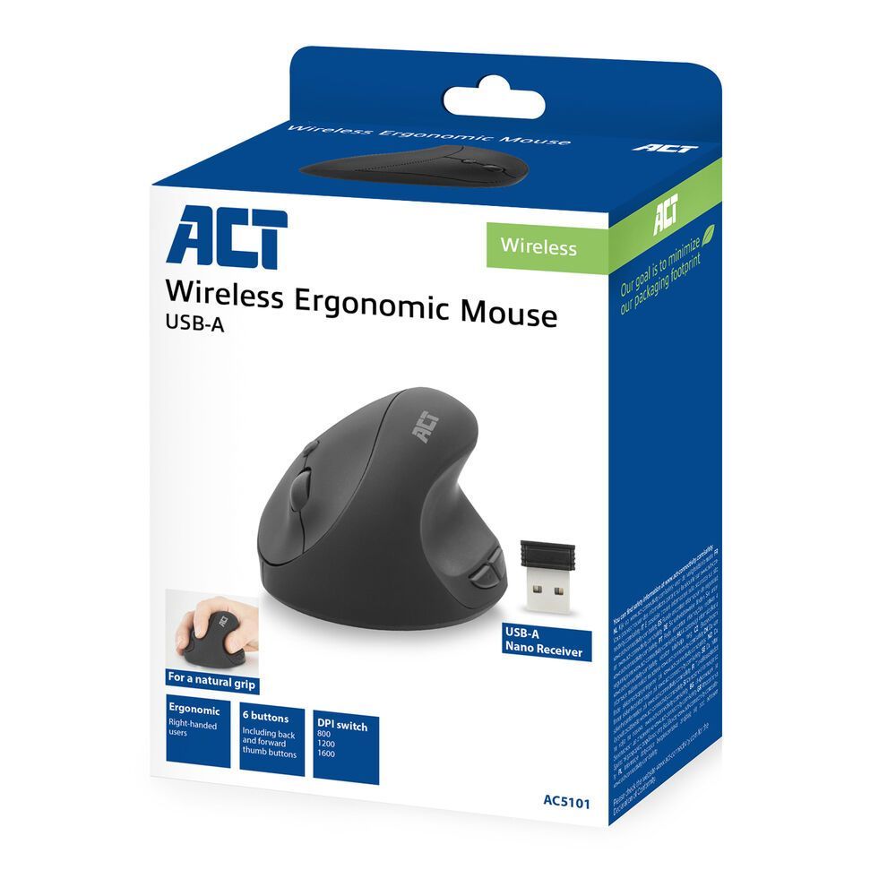 ACT AC5101 Wireless Ergonomic Mouse Black ACT AC5101 Wireless Ergonomic Mouse Black