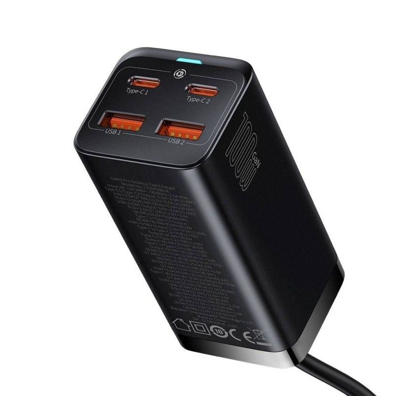 Baseus GAN3 Pro 2xUSB-C/2xUSB-A 100W Universal Fast Charger Black Baseus GAN3 Pro 2xUSB-C/2xUSB-A 100W Universal Fast Charger Black