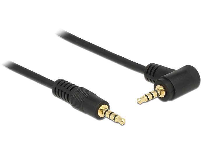 DeLock Cable Stereo Jack 3.5 mm 4 pin male > male angled 2m Black DeLock Cable Stereo Jack 3.5 mm 4 pin male > male angled 2m Black