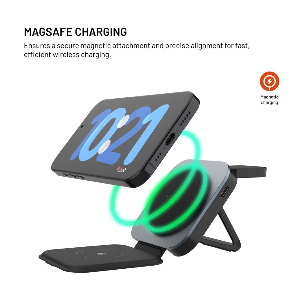 FIXED MagFlex vezeték nélküli töltő, 3 eszköz egyidejű töltése, MagSafe támogatás, szürke FIXED MagFlex vezeték nélküli töltő, 3 eszköz egyidejű töltése, MagSafe támogatás, szürke