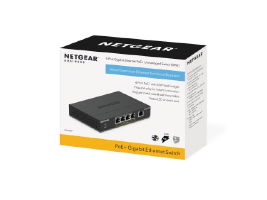 Netgear 5-Port Gigabit Ethernet SOHO Unmanaged PoE+ Switch