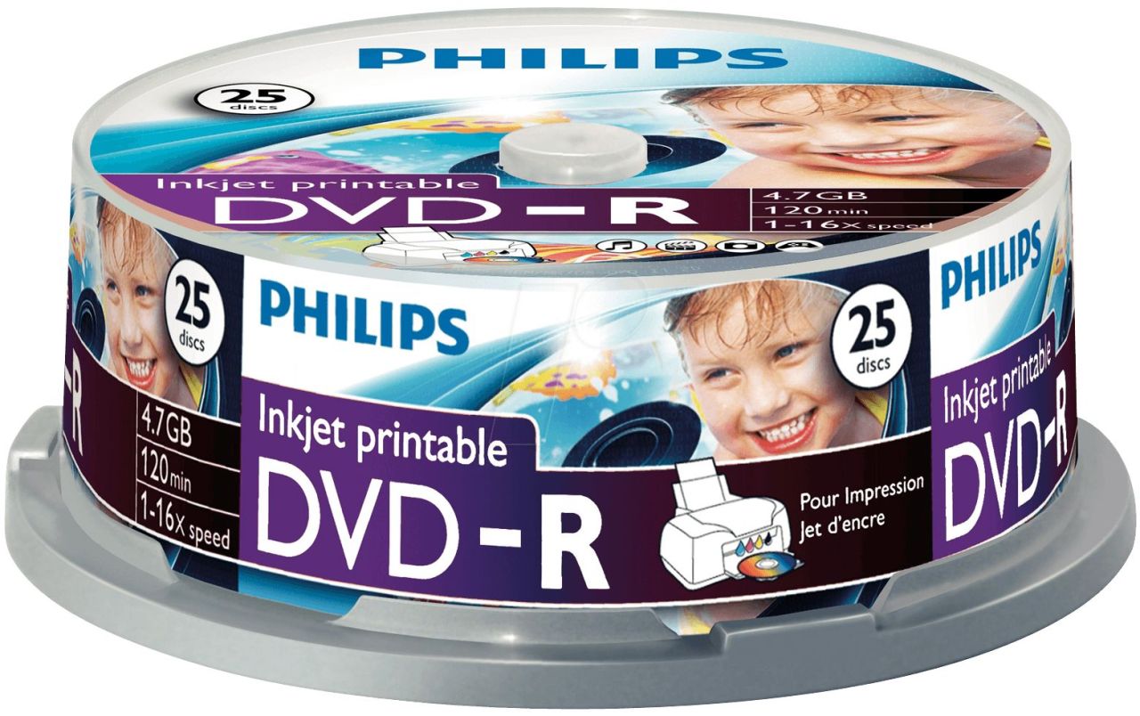 Philips DVD-R 4,7Gb 16x Hengeres 25db/csomag (5-ös címke) Philips DVD-R 4,7Gb 16x Hengeres 25db/csomag (5-ös címke)