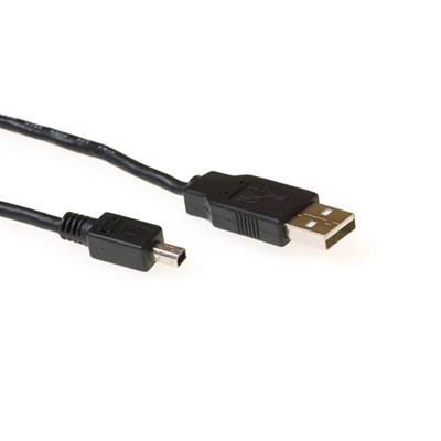 ACT USB 2.0 A male to USB mini B male 1,8m Black ACT USB 2.0 A male to USB mini B male 1,8m Black