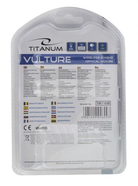 Esperanza Titanium TM116E Wireless Mouse Vulture Grey Esperanza Titanium TM116E Wireless Mouse Vulture Grey