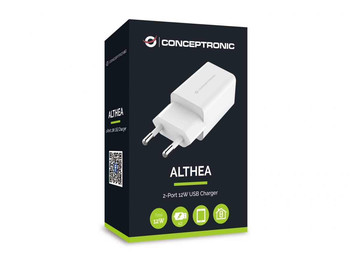 Conceptronic ALTHEA06W 2-Port 12W USB Charger Adapter White
