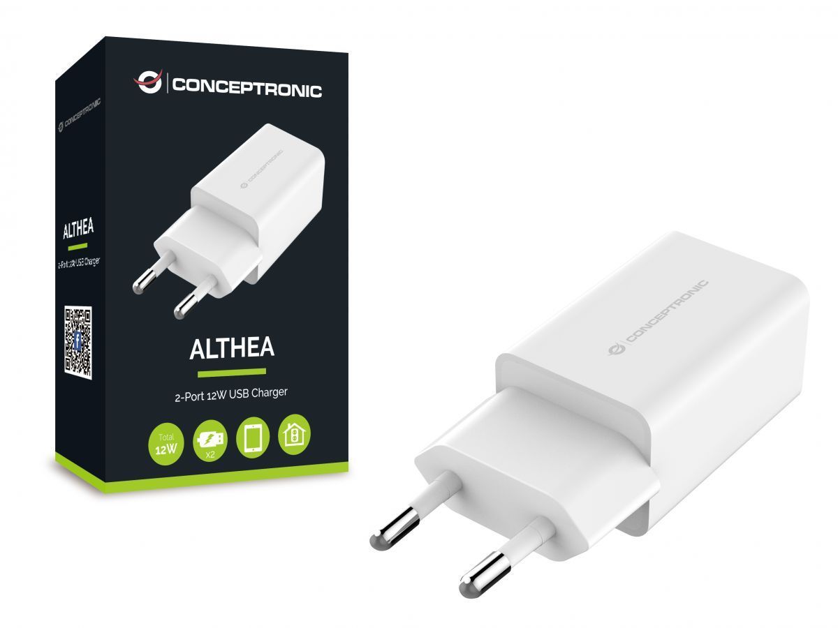 Conceptronic ALTHEA06W 2-Port 12W USB Charger Adapter White