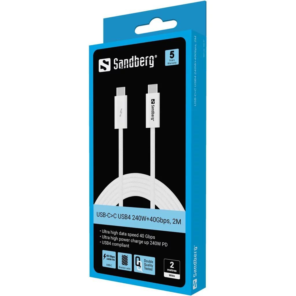 Sandberg USB-C 240W Cable 2m White Sandberg USB-C 240W Cable 2m White