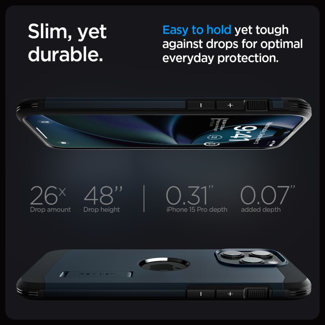 Spigen iPhone 15 Pro Max Case Tough Armor MagSafe (MagFit) Metal Slate Spigen iPhone 15 Pro Max Case Tough Armor MagSafe (MagFit) Metal Slate