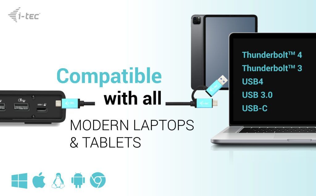 I-TEC USB 3.0/USB-C/Thunderbolt 3 Dual Display Docking Station Gen2+Power Delivery 100W Black I-TEC USB 3.0/USB-C/Thunderbolt 3 Dual Display Docking Station Gen2+Power Delivery 100W Black