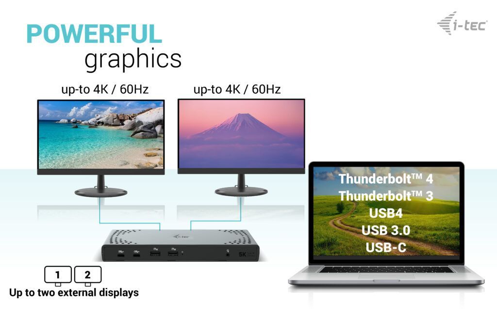 I-TEC USB 3.0/USB-C/Thunderbolt 3 Dual Display Docking Station Gen2+Power Delivery 100W Black I-TEC USB 3.0/USB-C/Thunderbolt 3 Dual Display Docking Station Gen2+Power Delivery 100W Black