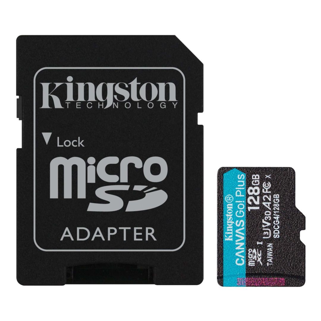 Kingston 128GB microSDXC Canvas Go Plus Gen4 Class 10 UHS-I U3 + adaper Kingston 128GB microSDXC Canvas Go Plus Gen4 Class 10 UHS-I U3 + adaper