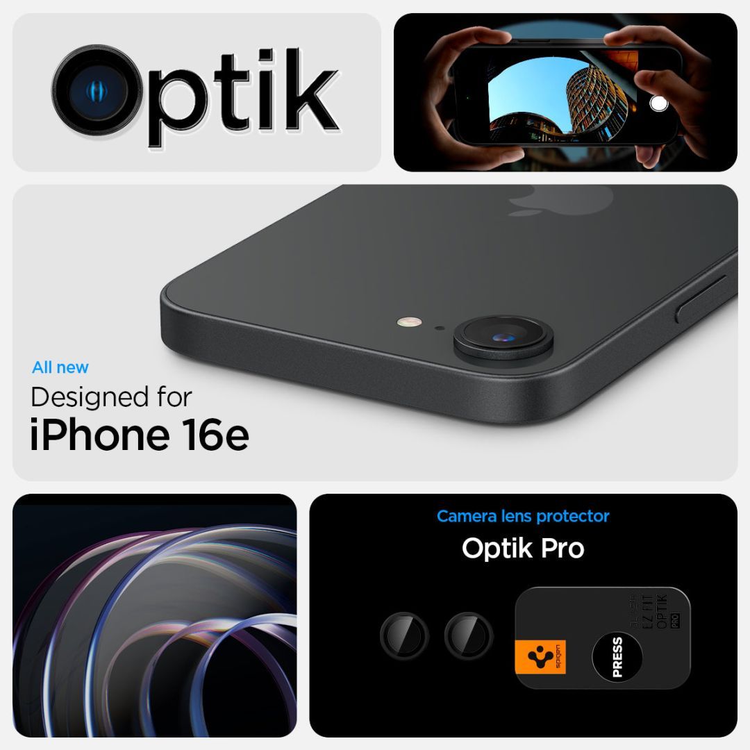Spigen Glass tR EZ Fit Optik Pro 2 Pack iPhone 16e Black Spigen Glass tR EZ Fit Optik Pro 2 Pack iPhone 16e Black