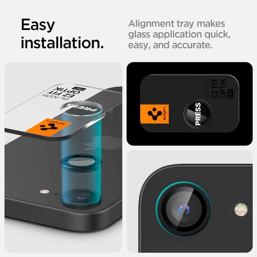 Spigen Glass tR EZ Fit Optik Pro 2 Pack iPhone 16e Black Spigen Glass tR EZ Fit Optik Pro 2 Pack iPhone 16e Black