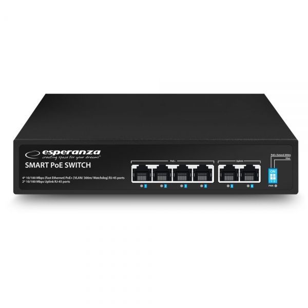 Esperanza ENS105 Spinner 4 PoE + 2 UPLINK PORT Ethernet Switch Esperanza ENS105 Spinner 4 PoE + 2 UPLINK PORT Ethernet Switch