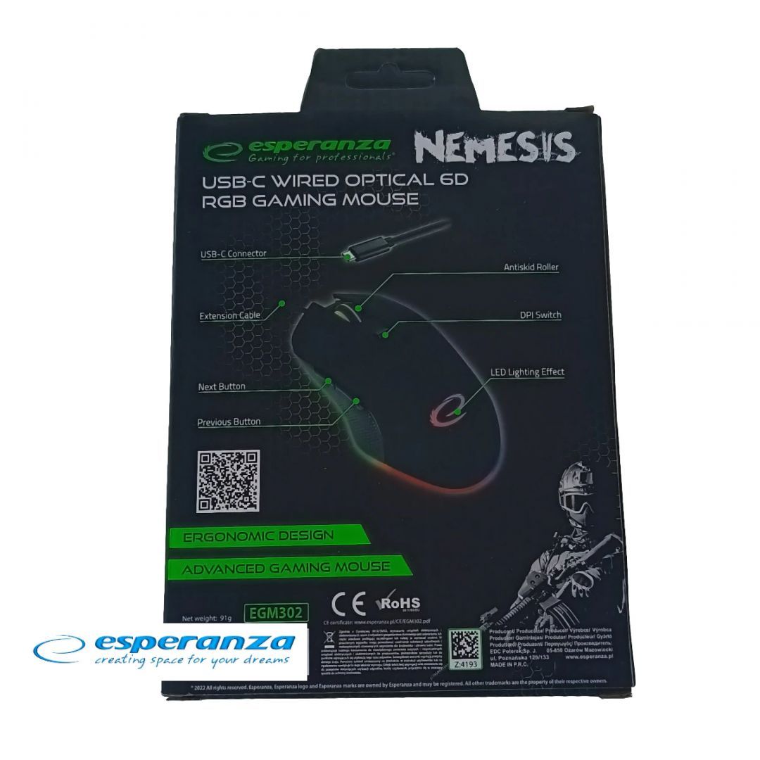Esperanza Nemesis RGB Gaming Mouse Black Esperanza Nemesis RGB Gaming Mouse Black