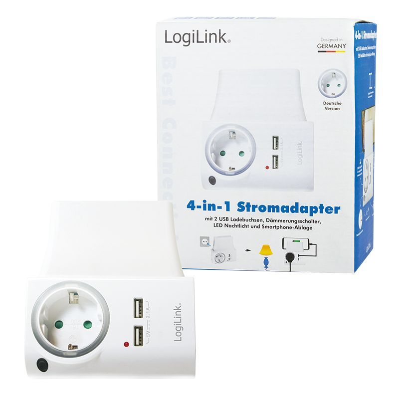 Logilink PA0165 USB Power Socket Adapter 2xUSB ports with phone holder