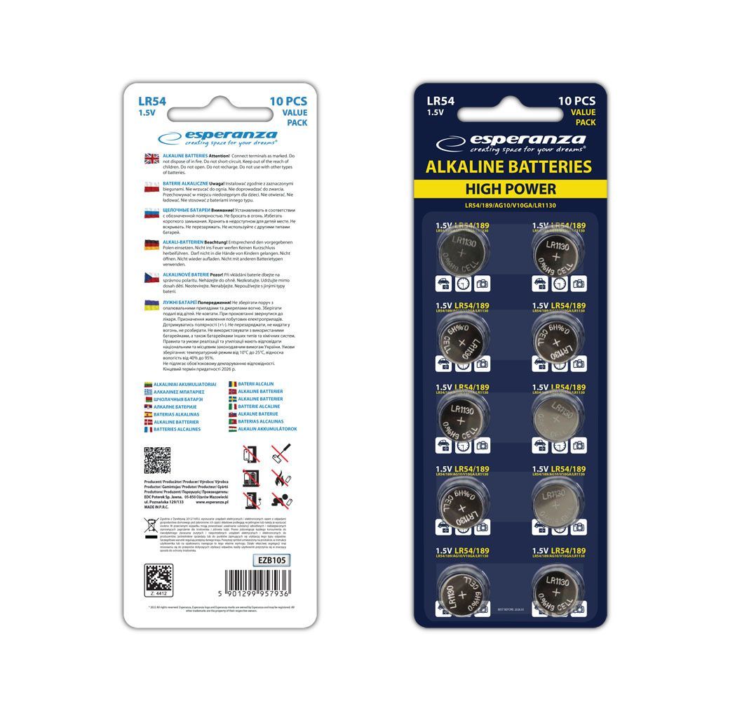 Esperanza L54 Alkáli Gombelem 10db/csomag Esperanza L54 Alkáli Gombelem 10db/csomag