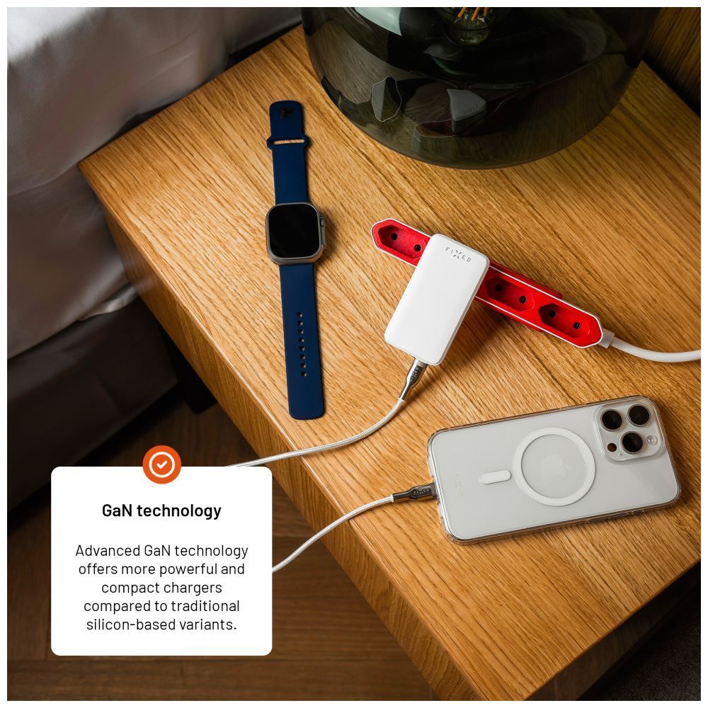 FIXED Slim Traveller 2xUSB-C utazási töltő világadapter GaN 45W, fehér FIXED Slim Traveller 2xUSB-C utazási töltő világadapter GaN 45W, fehér
