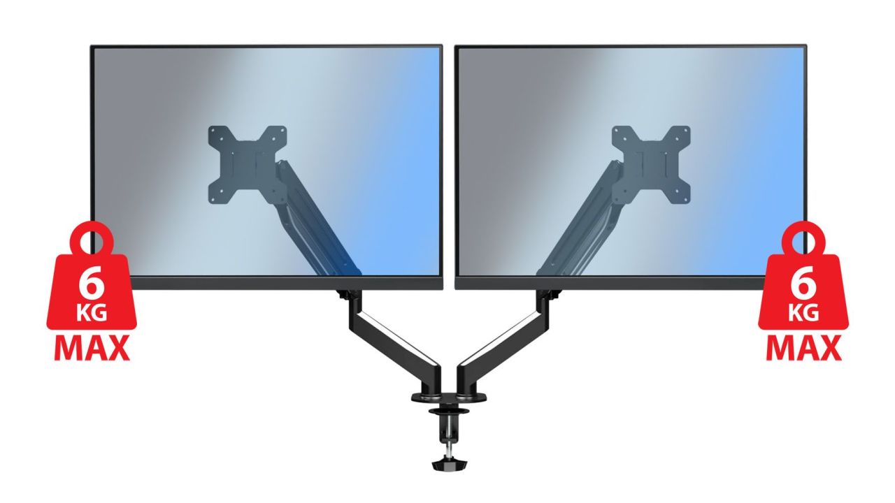 Esperanza ERW020 Mache desk mount for two monitors 17"-27" Black