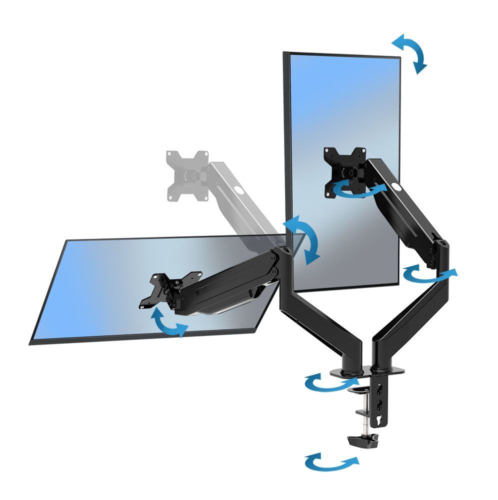 Esperanza ERW020 Mache desk mount for two monitors 17"-27" Black