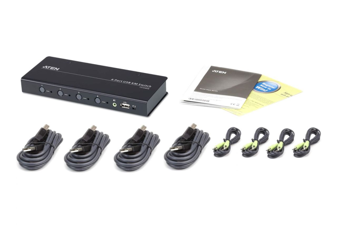 ATEN CS724KM 4-port USB Boundless KM Switch + Cables ATEN CS724KM 4-port USB Boundless KM Switch + Cables