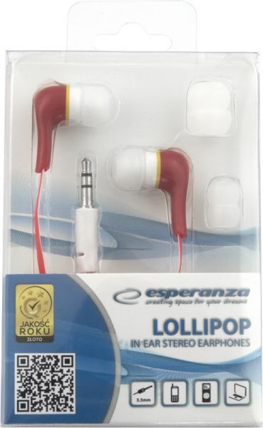 Esperanza EH146R Stereo Earphones Lollipop Red Esperanza EH146R Stereo Earphones Lollipop Red