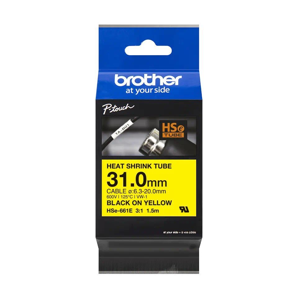 Brother HSE-661E P-Touch szalag 31mm Black on Yellow - 1,5m Brother HSE-661E P-Touch szalag 31mm Black on Yellow - 1,5m
