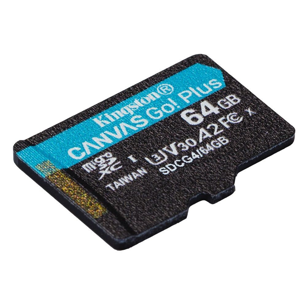 Kingston 64GB microSDXC Canvas Go Plus Gen4 Class 10 UHS-I U3 + adaper nélkül Kingston 64GB microSDXC Canvas Go Plus Gen4 Class 10 UHS-I U3 + adaper nélkül