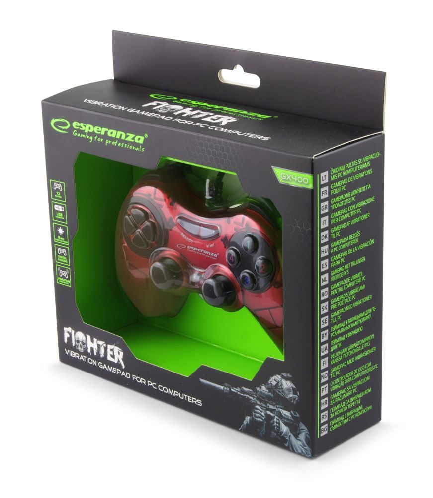Esperanza Fighter USB Gamepad Red Esperanza Fighter USB Gamepad Red