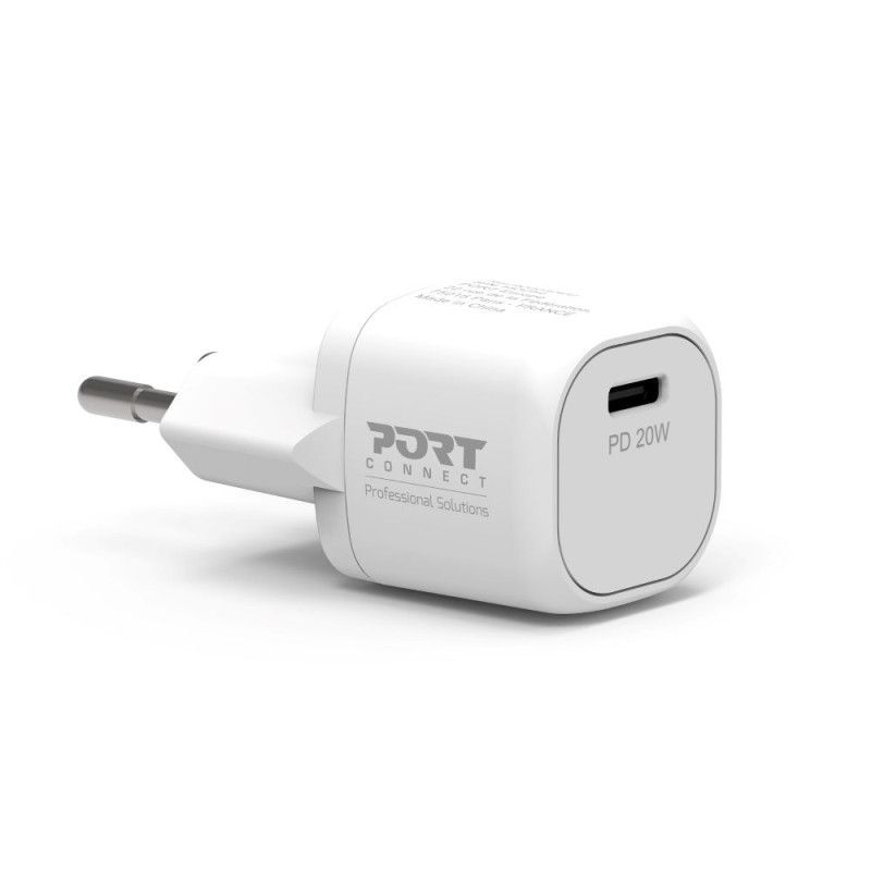 Port Designs 20W USB-C Pocket Wall Charger White Port Designs 20W USB-C Pocket Wall Charger White