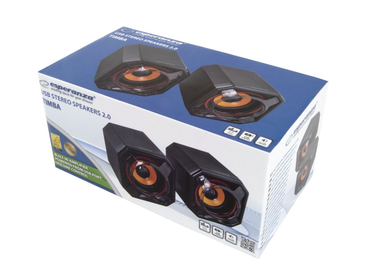 Esperanza Timba USB Stereo Speakers Black/Orange Esperanza Timba USB Stereo Speakers Black/Orange