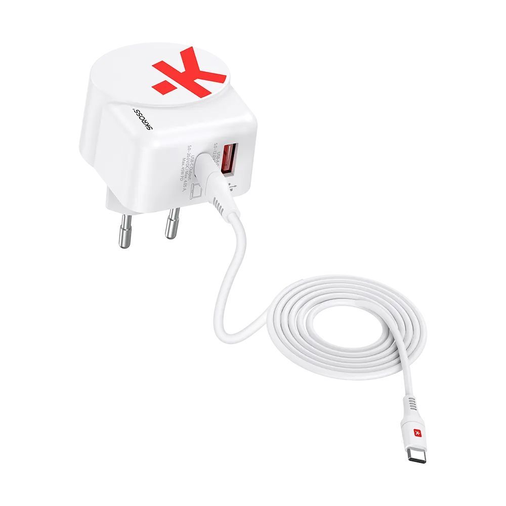 SKROSS 1xUSB-A 1xUSB-C PD 45W hálózati adapter White