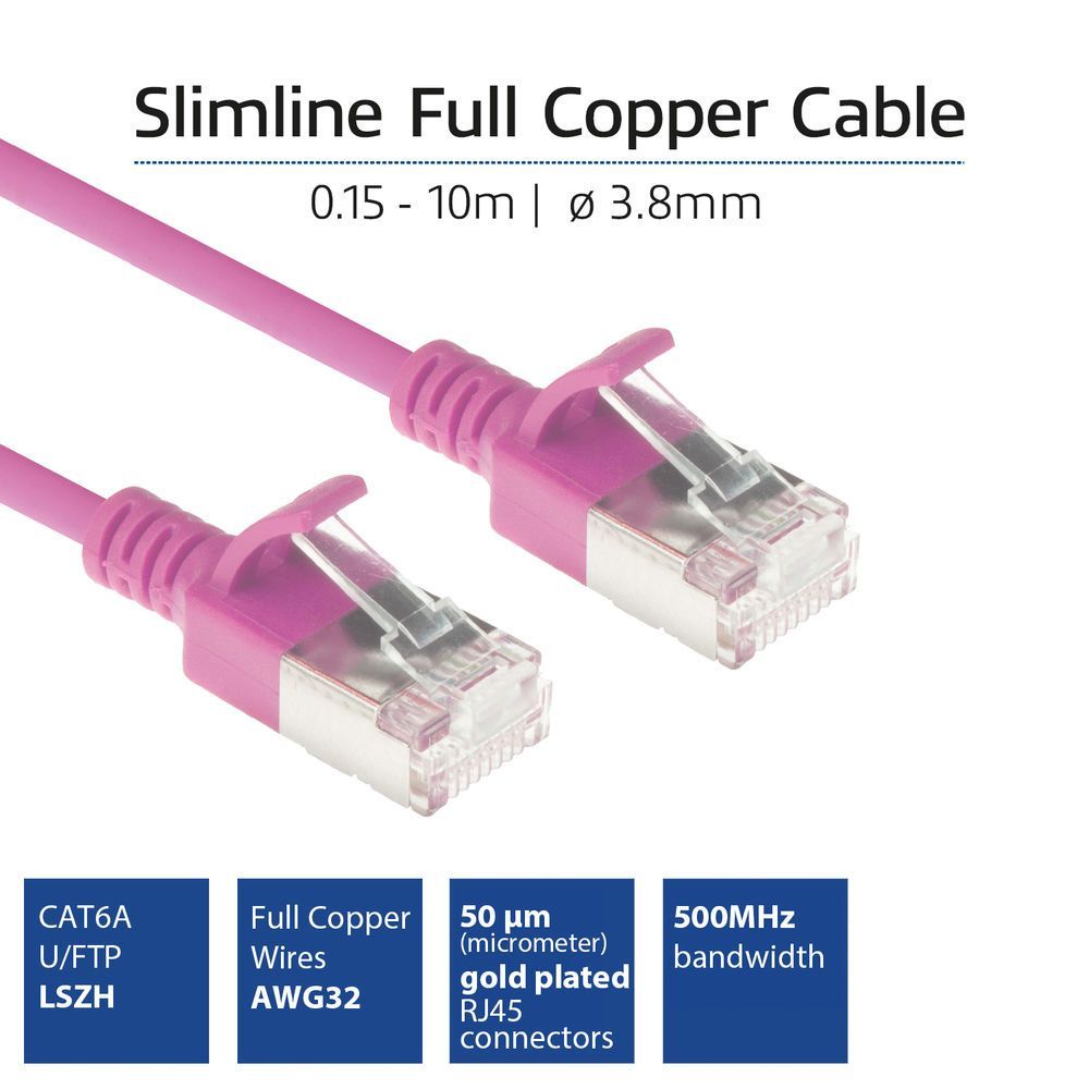 ACT CAT6A U-FTP Patch Cable 2m Pink ACT CAT6A U-FTP Patch Cable 2m Pink