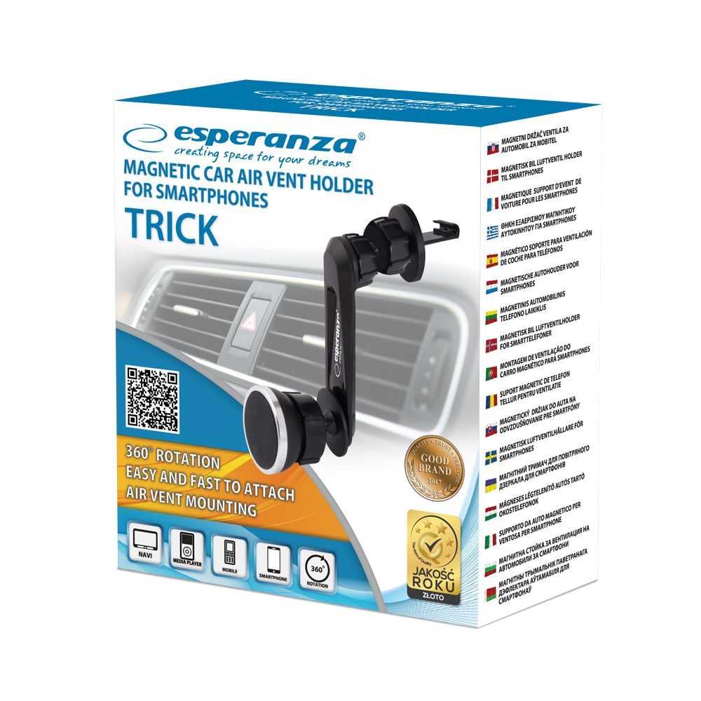 Esperanza EMH130 Trick Magnetic car mount for smartphones Black Esperanza EMH130 Trick Magnetic car mount for smartphones Black