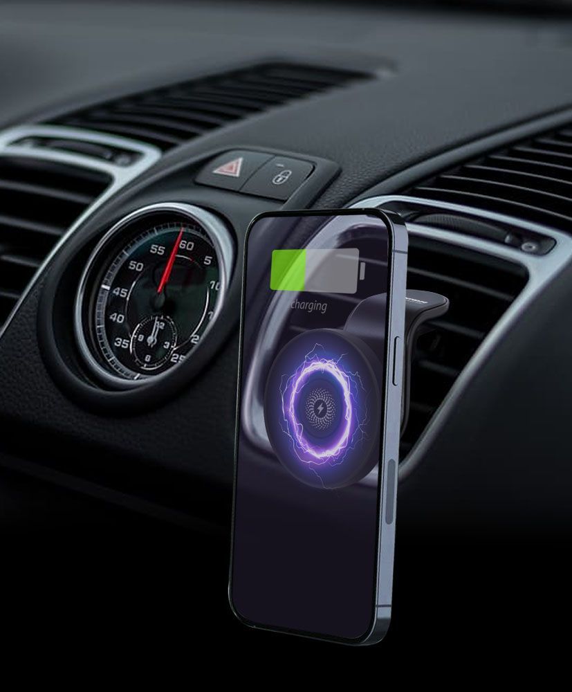 Esperanza EMH146 Hoop magnetic holder with a wireless charger Black Esperanza EMH146 Hoop magnetic holder with a wireless charger Black