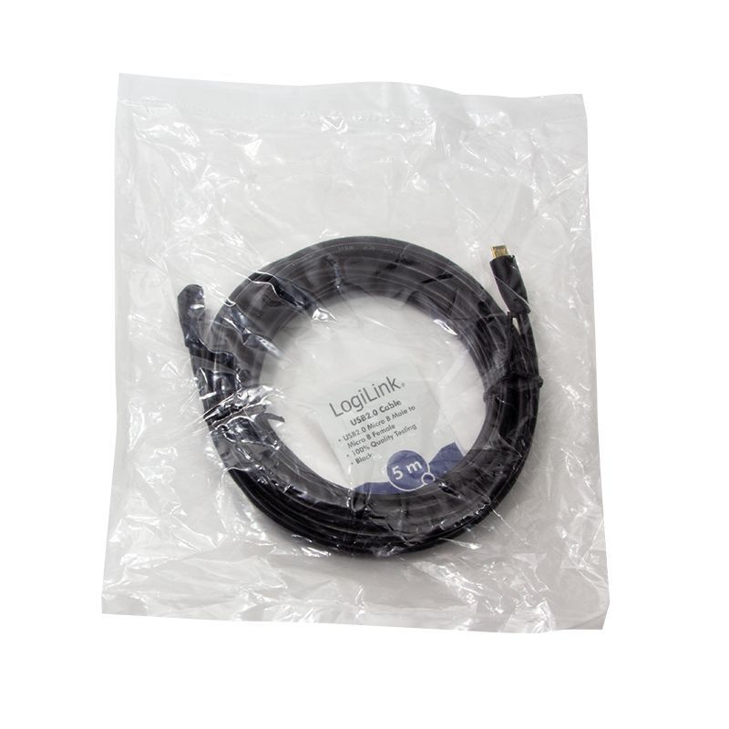 Logilink CU0125 USB2.0 microUSB/M - Micro-USB/F cable 5m Black Logilink CU0125 USB2.0 microUSB/M - Micro-USB/F cable 5m Black