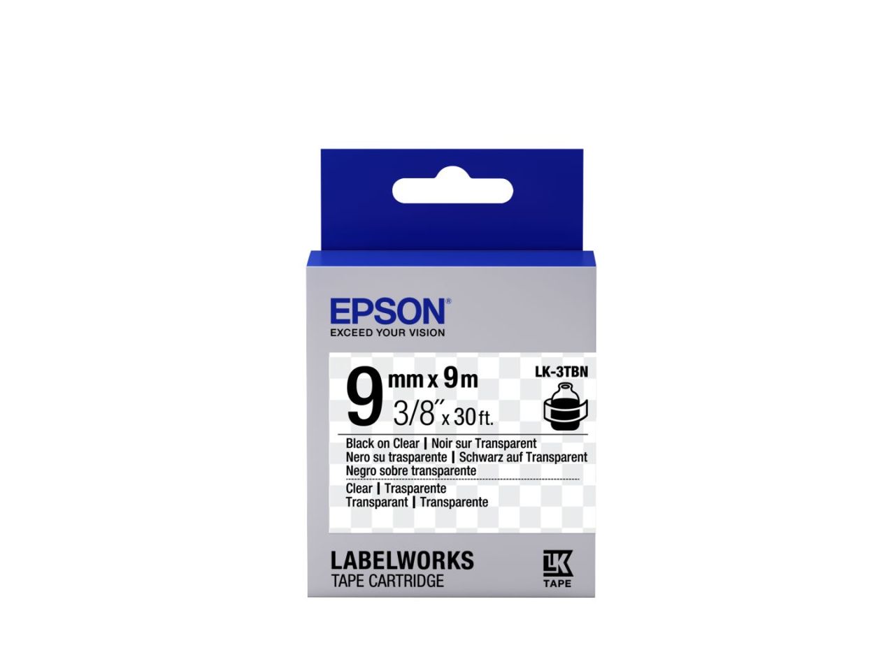 Epson LK-3TBN címkeszalag (9mm) Black on Clear - 9m Epson LK-3TBN címkeszalag (9mm) Black on Clear - 9m